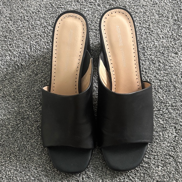 Adrienne Vittadini Black Open-Toe Mules - Picture 1 of 4